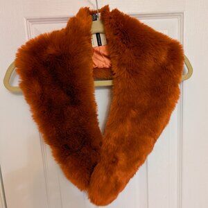 TOPSHOP orange faux fur collar NWT